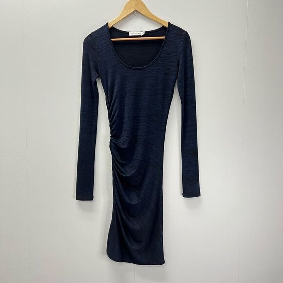 Rag & Bone Jeans Navy Twist Dress Long Sleeve Ruched Scoop Neck Bodycon Size XS - Picture 4 of 10